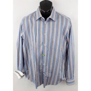 Robert Graham Mens Shirt Striped Long Sleeve Button Flip Cuff Multi Sz L